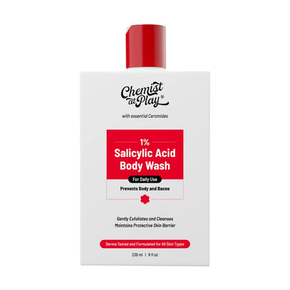 Body Wash Exfoliating For Dry Rough Bumpy Strawberry Skin With 1% Salicylic Acid 2% Lactic Acid And Ceramides For Men And Women (7.9 Ounce)