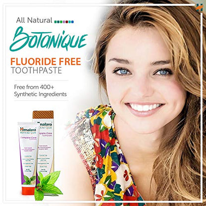Himalaya Botanique Complete Care Toothpaste, Herbal, Mint Flavor, Fights Plaque, Freshens Breath, Fluoride Free, No Artificial Flavors, SLS Free, Cruelty Free, Foaming, 5.29 Oz, 4 Pack