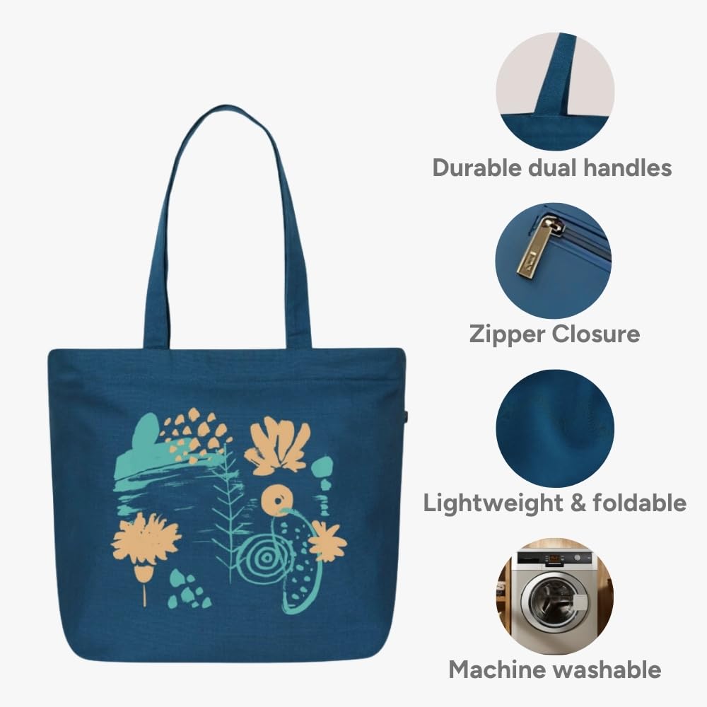 Ecoright Large Canvas Tote Bag for Women, Zipper Handbags for Women Inner Pocket for Shopping, Office & Daily Use