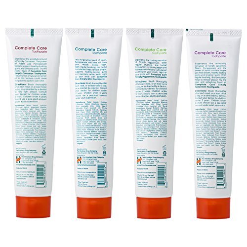 Himalaya Botanique Complete Care Toothpaste, Herbal, Mint Flavor, Fights Plaque, Freshens Breath, Fluoride Free, No Artificial Flavors, SLS Free, Cruelty Free, Foaming, 5.29 Oz, 4 Pack