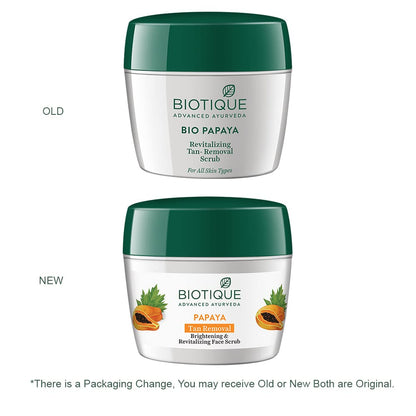 Biotique Papaya Tan Removal Brightening & Revitalizing Face Scrub | Gentle Exfoliation | Smooth and Clear Complexation | 100% Botanical Extracts| Suitable for All Skin Types | 75g
