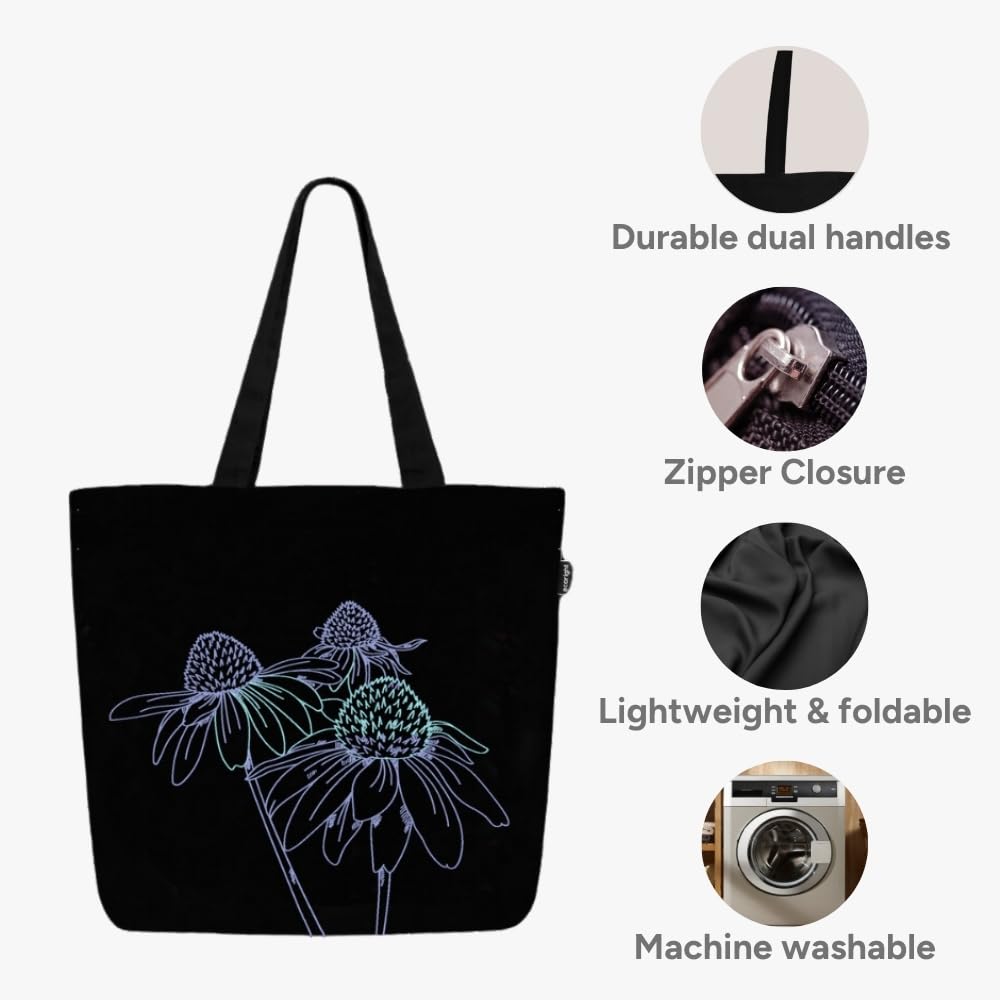 Ecoright Large Canvas Tote Bag for Women, Zipper Handbags for Women Inner Pocket for Shopping, Office & Daily Use