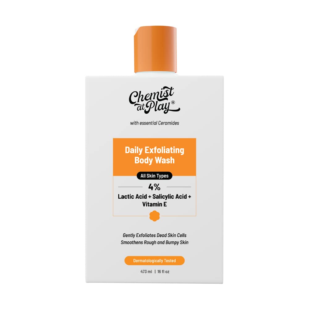 Body Wash Exfoliating For Dry Rough Bumpy Strawberry Skin With 1% Salicylic Acid 2% Lactic Acid And Ceramides For Men And Women (7.9 Ounce)