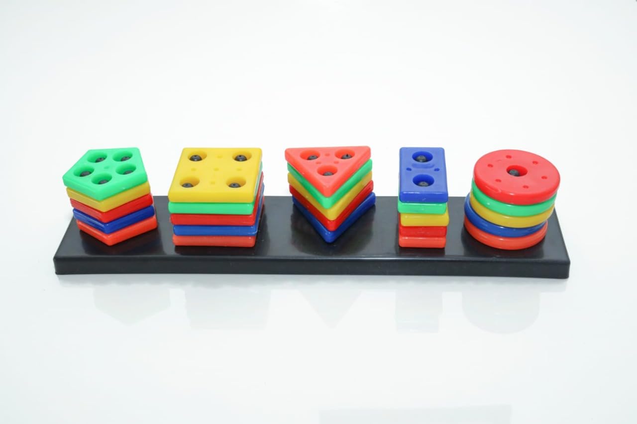 Wirescorts Angle Geometric Plastic Blocks, Sorting & Stacking Toys for Toddlers and Kids Preschool, Color Stacker Shape Sorter Gift Educational Learning Toy for 1 2 3 Years Boys and Girls, Multicolor