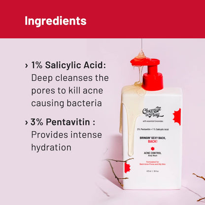 Body Wash Exfoliating For Dry Rough Bumpy Strawberry Skin With 1% Salicylic Acid 2% Lactic Acid And Ceramides For Men And Women (7.9 Ounce)