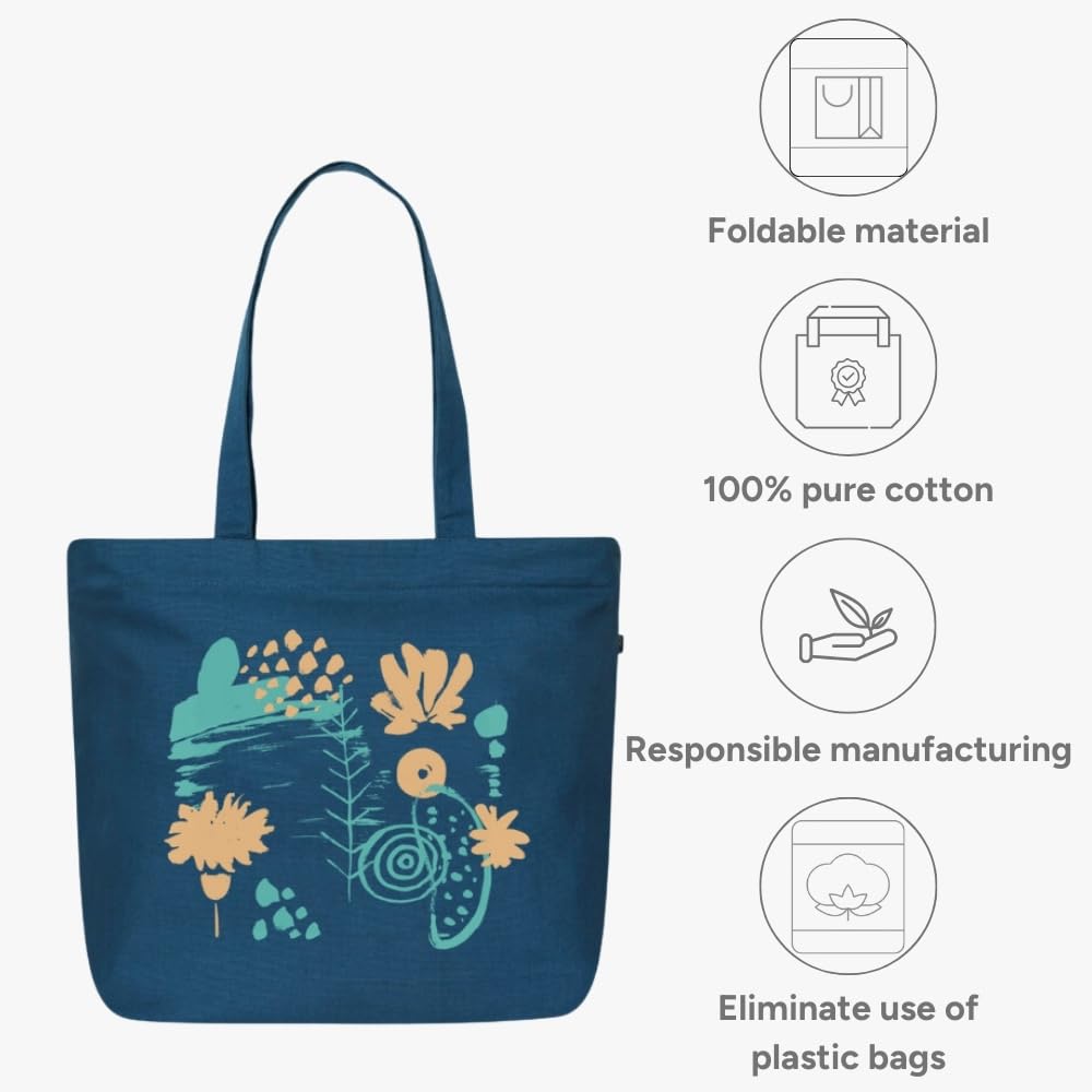 Ecoright Large Canvas Tote Bag for Women, Zipper Handbags for Women Inner Pocket for Shopping, Office & Daily Use