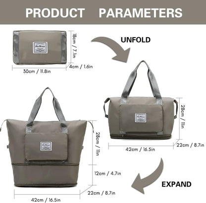 Wazdorf 41 Liter Expandable Travel Bags for Women, Duffle Bags for Women Luggage, Foldable Vanity Traveling Bag, Waterproof Hand Bag for Ladies Personal Items