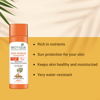 Biotique Sandalwood 50+ Spf Uva/Uvb Sunscreen Ultra Soothing Face Cream 120Ml/4.06Fl.Oz.