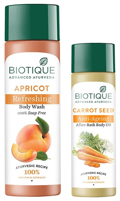 Biotique Bio Apricot Refreshing Body Wash, 190ml And Biotique Bio Honey Gel Refreshing Foaming Face Cleanser, 120ml