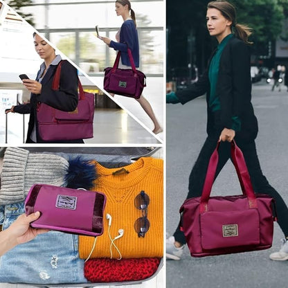 Wazdorf 41 Liter Expandable Travel Bags for Women, Duffle Bags for Women Luggage, Foldable Vanity Traveling Bag, Waterproof Hand Bag for Ladies Personal Items