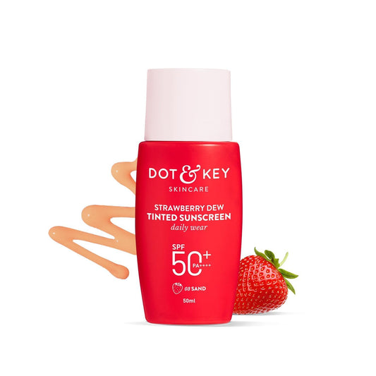 Dot. And Key Strawberry Dew Tinted Sunscreen SPF 50+ Pa++++ - 03 Sand | Protection Against UA/UB | Broad Spectrum, Water & Sweat resistant | For All Skin Types | 50ml