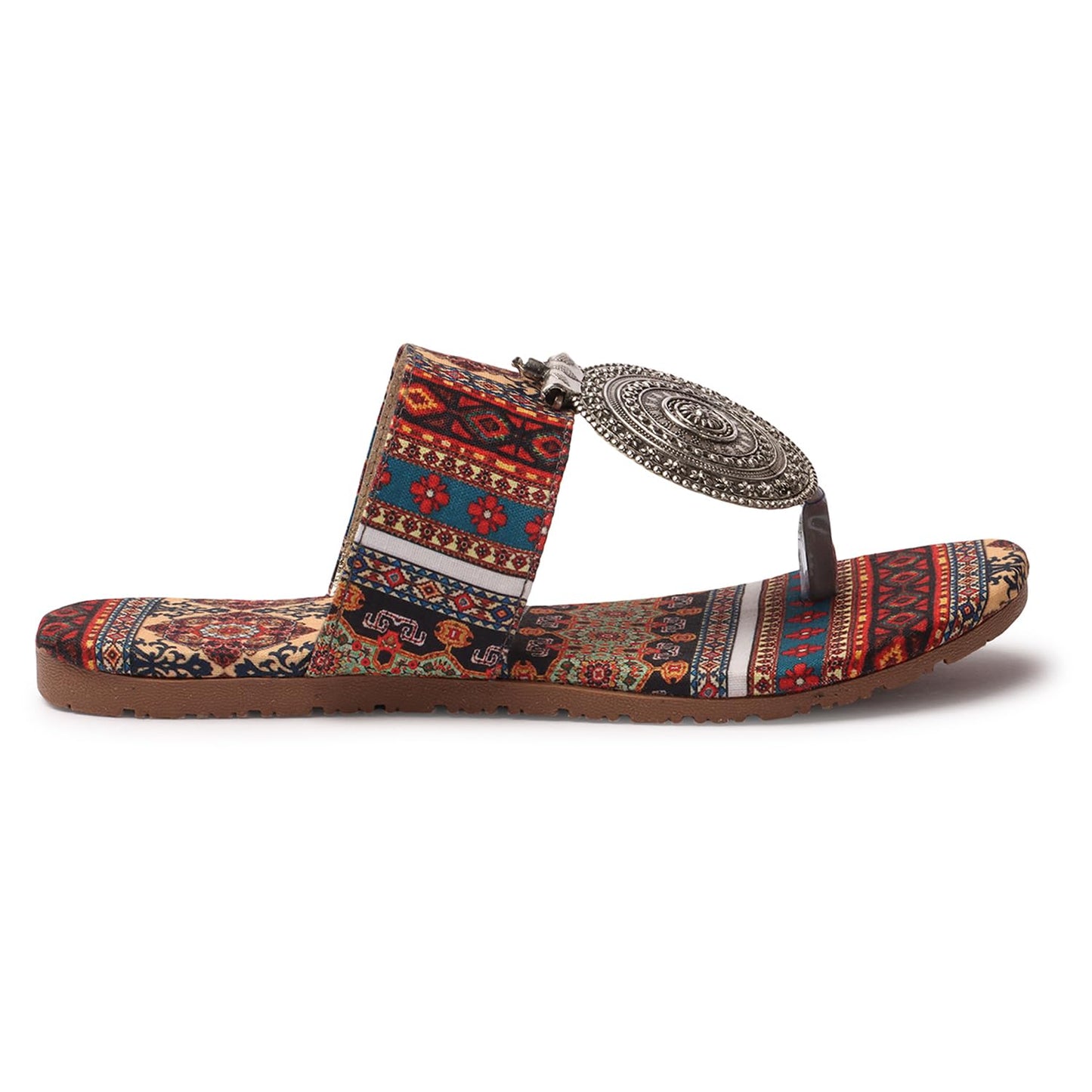 Women's Banjara Style Rajasthani Chappal Ethnic Flats Sandal, Traditional Slip-On Slipper 3 to 8 Sizes