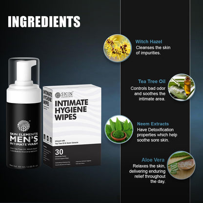 Skin Elements Intimate Wash for Men with Passion Fruit (4.05 Fl Oz) | pH Balanced Foaming Intimate Wash | Prevents Itching, Irritation & Bad Odor |