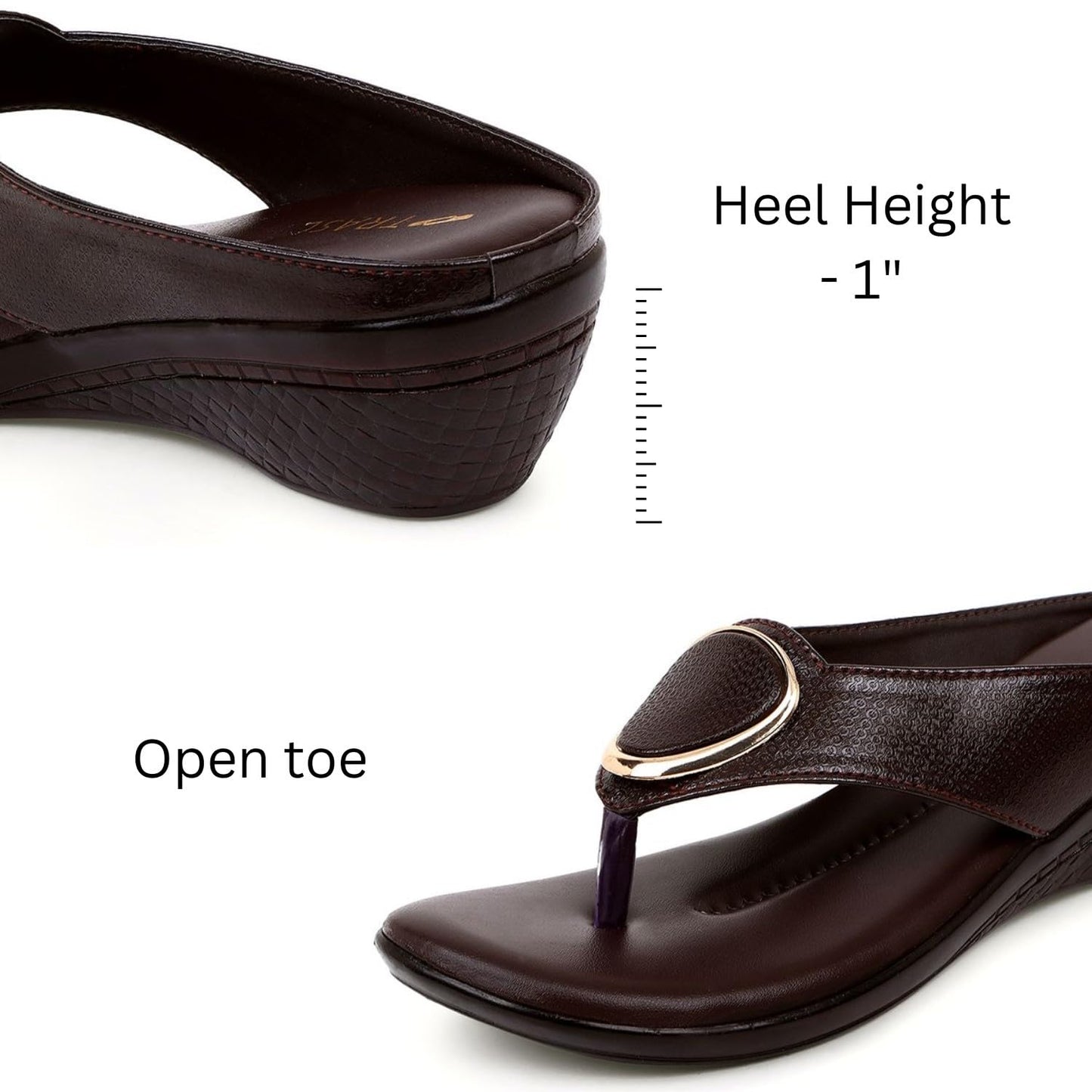 TRASE Women's Fashion Sandal | Faux Leather, Comfortable & Stylish Wedges | Ideal for Casual & Formal Occasions 2 inches heel