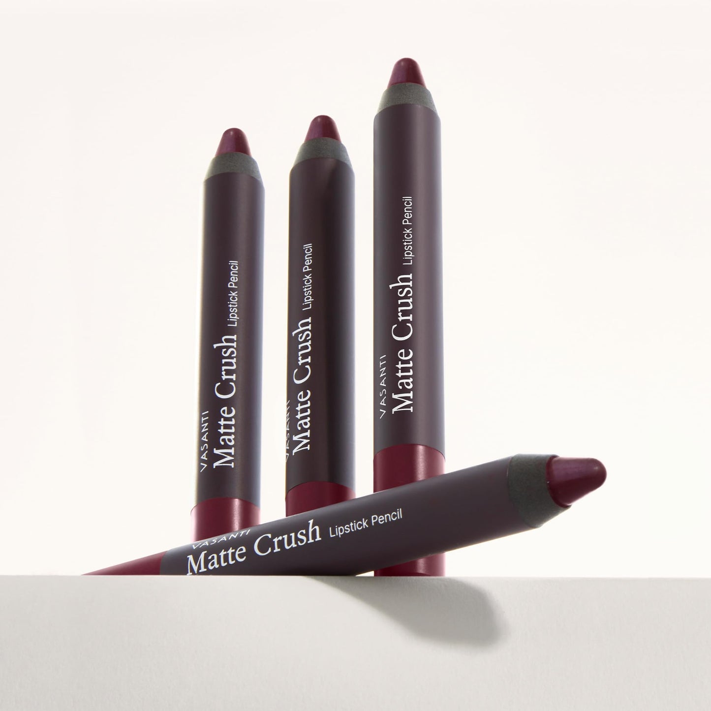 VASANTI Matte Crush Lipstick Pencil – Rosy Pout Medium Pink Brown – Soft, Velvety Matte Finish, Waterproof, Smooth Application – Natural, Vegan, Paraben-Free Lip Color