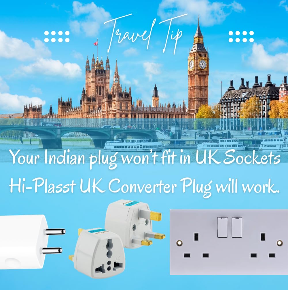 Hi-PLASST (3pcs) Type-A US Converter Plug // India to USA Universal Travel Adapter for USA, Canada, Mexico, Brazil, Philippines, Cuba, Thailand, Taiwan, Japan, Panama, etc