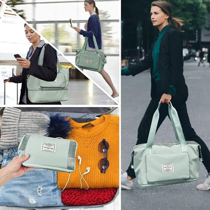 Wazdorf 41 Liter Expandable Travel Bags for Women, Duffle Bags for Women Luggage, Foldable Vanity Traveling Bag, Waterproof Hand Bag for Ladies Personal Items