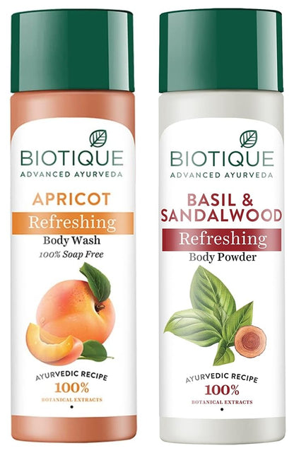 Biotique Bio Apricot Refreshing Body Wash, 190ml And Biotique Bio Honey Gel Refreshing Foaming Face Cleanser, 120ml