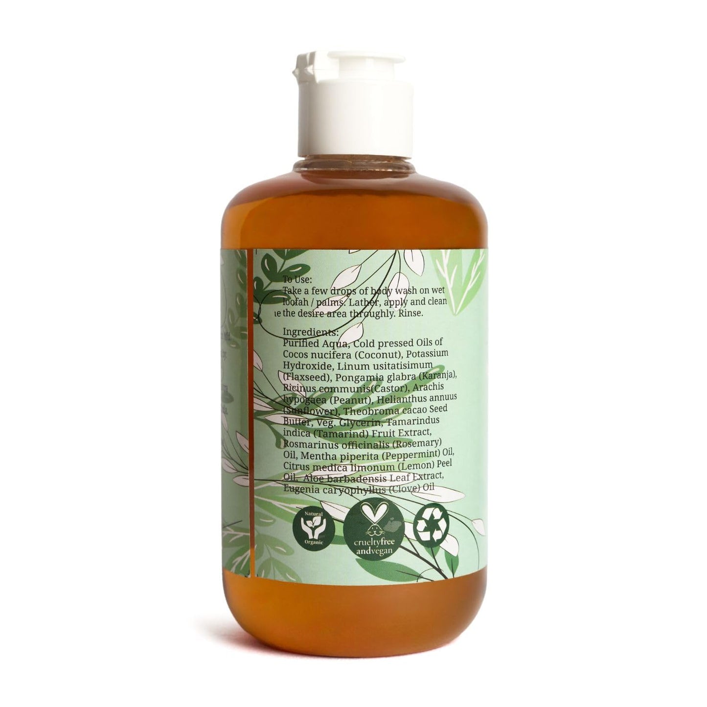 Rustic Art Rosemary Peppermint Body Wash | Organic Castile Soap | Cooling, Fights Body Acne & Gently Exfoliates | Sulphate & Paraben-Free | For Women & Men | Deep Cleansing & Moisturizing | 300ml