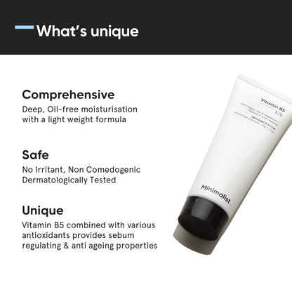 Minimalist 10% Vitamin B5 Face Moisturizer for Oily & Acne Prone Skin | Oil Free Fast Absorbing Lightweight Gel | For Women & Men | 1.7 Oz / 50 gm
