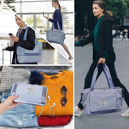 Wazdorf 41 Liter Expandable Travel Bags for Women, Duffle Bags for Women Luggage, Foldable Vanity Traveling Bag, Waterproof Hand Bag for Ladies Personal Items