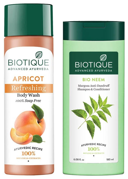 Biotique Bio Apricot Refreshing Body Wash, 190ml And Biotique Bio Honey Gel Refreshing Foaming Face Cleanser, 120ml