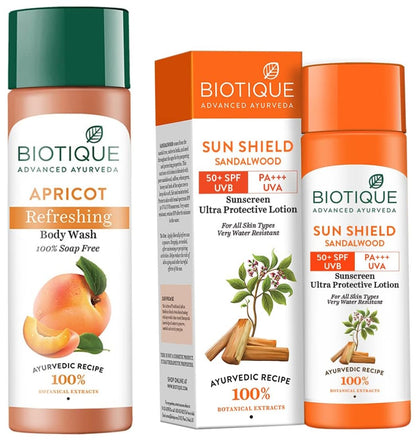 Biotique Bio Apricot Refreshing Body Wash, 190ml And Biotique Bio Honey Gel Refreshing Foaming Face Cleanser, 120ml