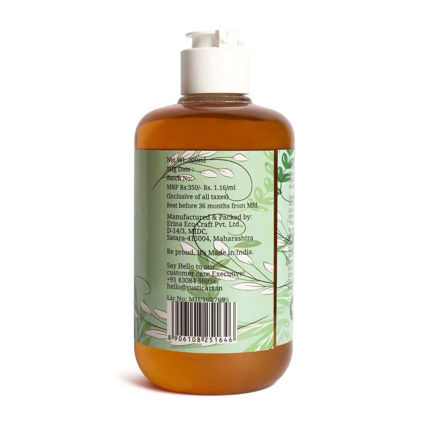 Rustic Art Rosemary Peppermint Body Wash | Organic Castile Soap | Cooling, Fights Body Acne & Gently Exfoliates | Sulphate & Paraben-Free | For Women & Men | Deep Cleansing & Moisturizing | 300ml