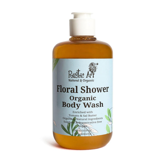 Rustic Art Rosemary Peppermint Body Wash | Organic Castile Soap | Cooling, Fights Body Acne & Gently Exfoliates | Sulphate & Paraben-Free | For Women & Men | Deep Cleansing & Moisturizing | 300ml