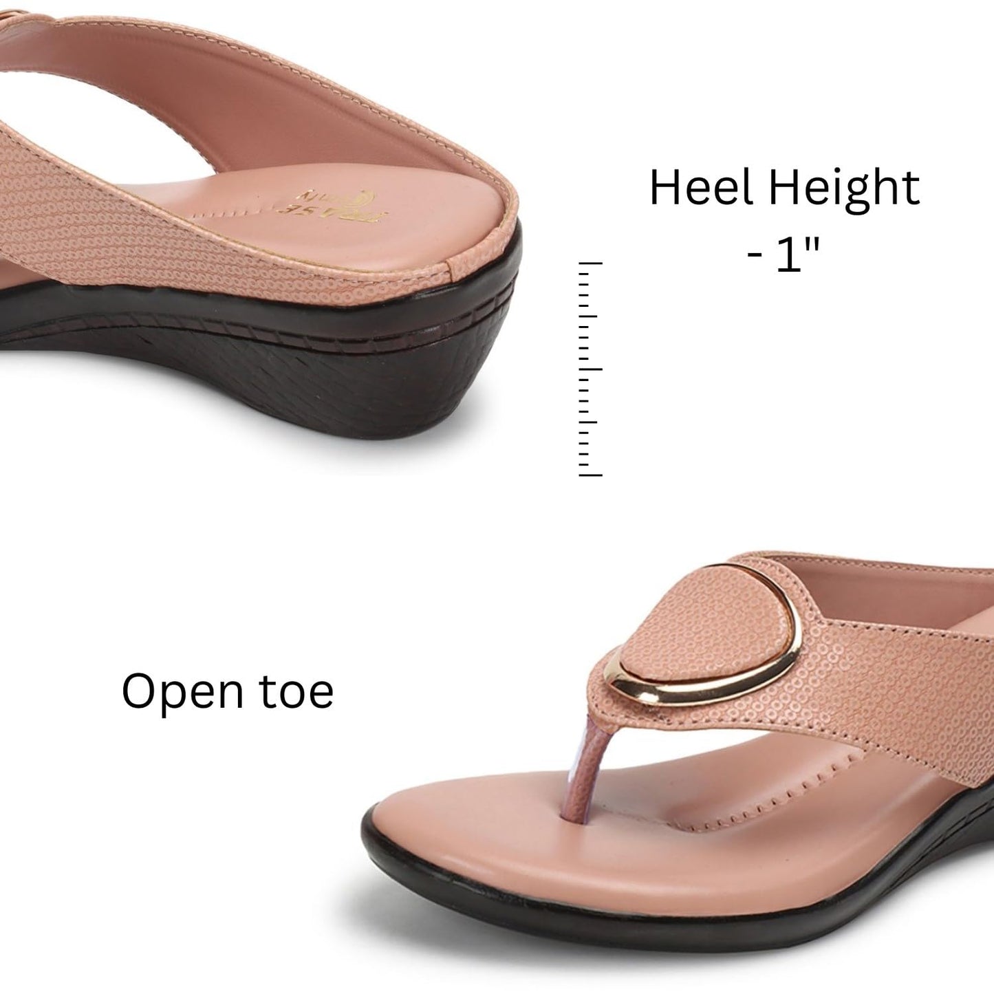 TRASE Women's Fashion Sandal | Faux Leather, Comfortable & Stylish Wedges | Ideal for Casual & Formal Occasions 2 inches heel