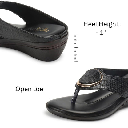 TRASE Women's Fashion Sandal | Faux Leather, Comfortable & Stylish Wedges | Ideal for Casual & Formal Occasions 2 inches heel