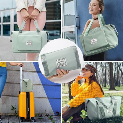Wazdorf 41 Liter Expandable Travel Bags for Women, Duffle Bags for Women Luggage, Foldable Vanity Traveling Bag, Waterproof Hand Bag for Ladies Personal Items
