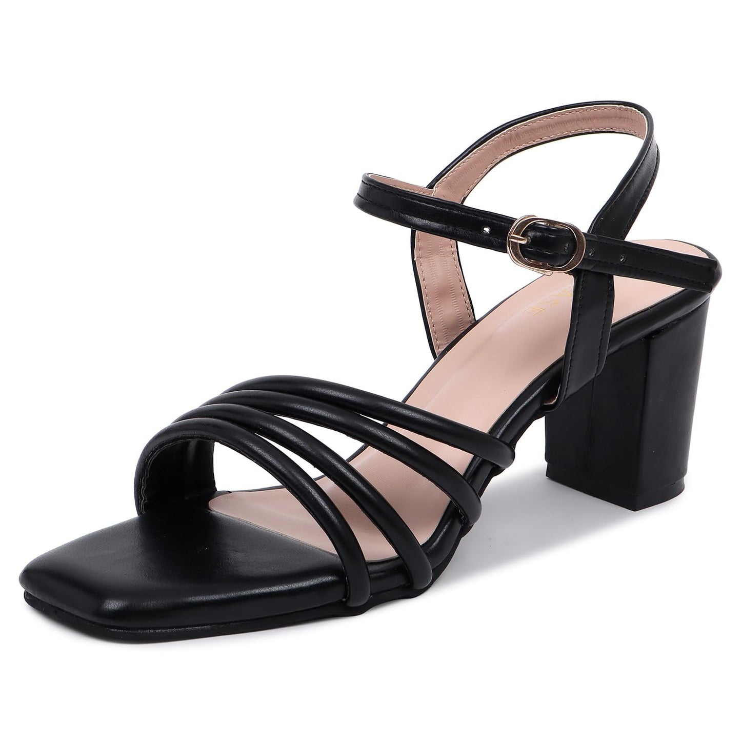 TRASE Women's Ankle Strap Block Heels Sandals| Fashionable Sandals for Women & Girls | Light weight, Soft Footbed, Comfortable & Stylish - (47066)