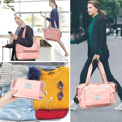 Wazdorf 41 Liter Expandable Travel Bags for Women, Duffle Bags for Women Luggage, Foldable Vanity Traveling Bag, Waterproof Hand Bag for Ladies Personal Items