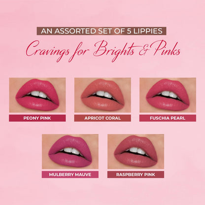 Organic Liquid Lipstick Kit Set of 5, Hydrating & Lightweight Lip Color - Paraben & Silicon Free - 1.6 fl oz. (Deeps & Reds)