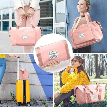 Wazdorf 41 Liter Expandable Travel Bags for Women, Duffle Bags for Women Luggage, Foldable Vanity Traveling Bag, Waterproof Hand Bag for Ladies Personal Items