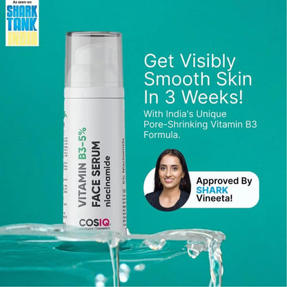 Cos-IQ 5% Niacinamide Face Serum for Clear Glowing Skin, Reduces Dullness, Hydrates & Repairs Skin with Vit B3 & Hyaluronic Acid, Day & Night Serum | For Women & Men | 30ml