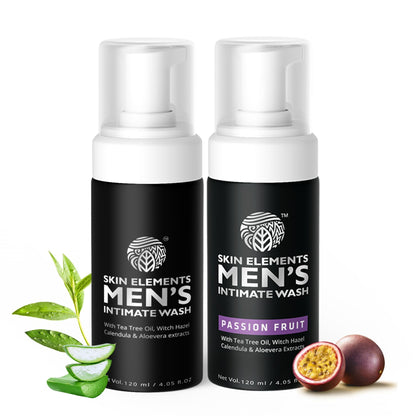 Skin Elements Intimate Wash for Men with Passion Fruit (4.05 Fl Oz) | pH Balanced Foaming Intimate Wash | Prevents Itching, Irritation & Bad Odor |
