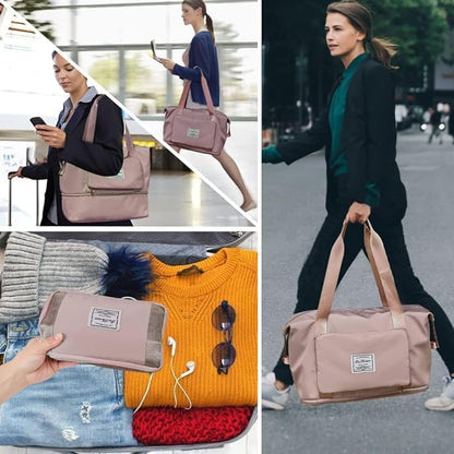 Wazdorf 41 Liter Expandable Travel Bags for Women, Duffle Bags for Women Luggage, Foldable Vanity Traveling Bag, Waterproof Hand Bag for Ladies Personal Items