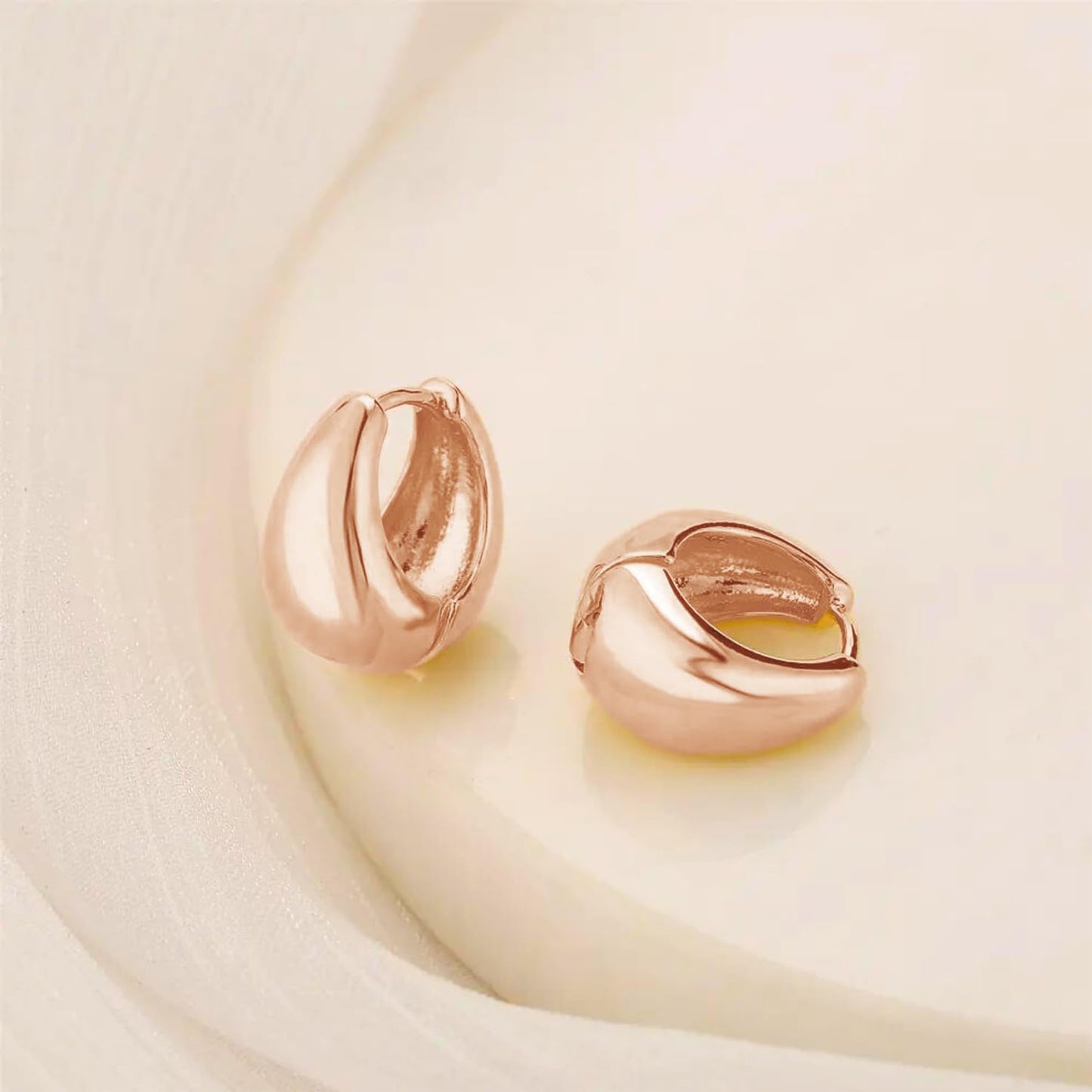 VAMA FASHIONS 18K Rose Gold Plated Hypoallergenic Piercing Kaju Kan ki Bali Hoop Earring Dainty Chunky Huggie Baali Stud Earrings for Girls Women