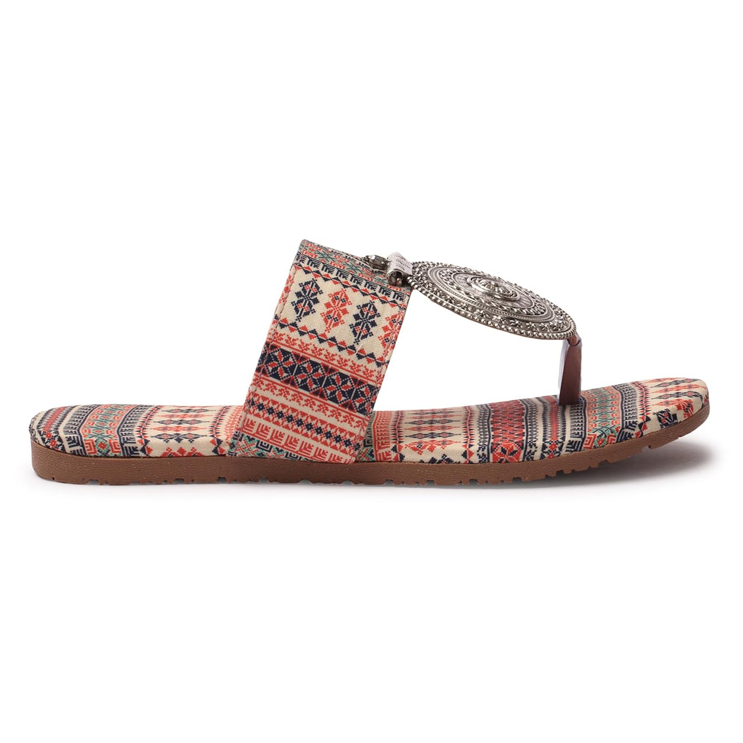 Women's Banjara Style Rajasthani Chappal Ethnic Flats Sandal, Traditional Slip-On Slipper 3 to 8 Sizes