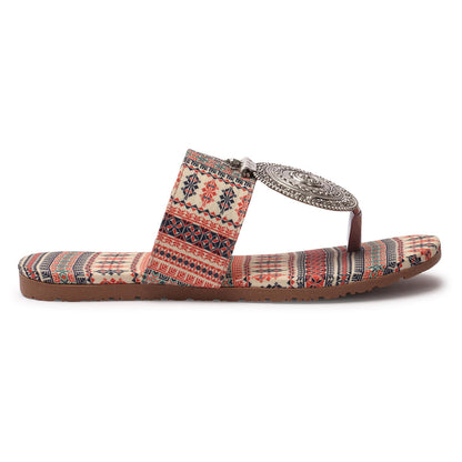 Women's Banjara Style Rajasthani Chappal Ethnic Flats Sandal, Traditional Slip-On Slipper 3 to 8 Sizes