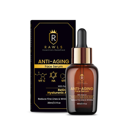 RAWLS Face Serum for Glowing Skin, 30ML | Anti-Aging Serum with Retinol, Hyaluronic Acid & Vitamin C | Reduces Fine Lines, Wrinkles & Boosts Collagen | Lightweight & Non-Sticky | For Women & Men | All Skin Types