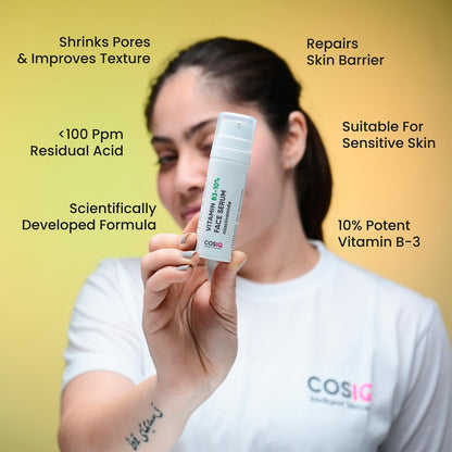 Cos-IQ 5% Niacinamide Face Serum for Clear Glowing Skin, Reduces Dullness, Hydrates & Repairs Skin with Vit B3 & Hyaluronic Acid, Day & Night Serum | For Women & Men | 30ml