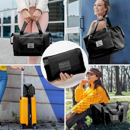 Wazdorf 41 Liter Expandable Travel Bags for Women, Duffle Bags for Women Luggage, Foldable Vanity Traveling Bag, Waterproof Hand Bag for Ladies Personal Items