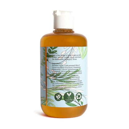 Rustic Art Rosemary Peppermint Body Wash | Organic Castile Soap | Cooling, Fights Body Acne & Gently Exfoliates | Sulphate & Paraben-Free | For Women & Men | Deep Cleansing & Moisturizing | 300ml