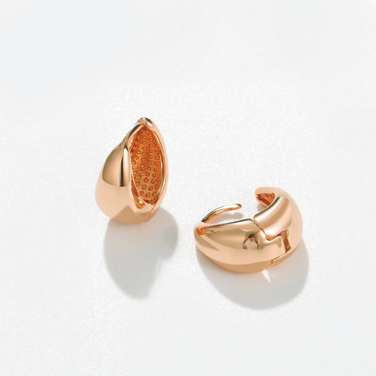 VAMA FASHIONS 18K Rose Gold Plated Hypoallergenic Piercing Kaju Kan ki Bali Hoop Earring Dainty Chunky Huggie Baali Stud Earrings for Girls Women