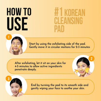 WILDGLOW Turmeric & Kojic Acid Face Cleansing Pads for Dark Spots, Skin Brightening & Acne Prevention | Vitamin C, Retinol & Chamomile Hydrolat | For Women & Men | All Skin Type | 40 Pieces Pack of 1