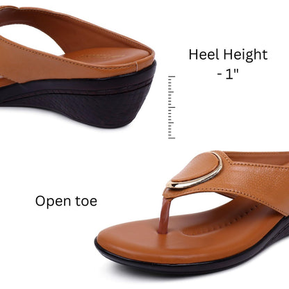 TRASE Women's Fashion Sandal | Faux Leather, Comfortable & Stylish Wedges | Ideal for Casual & Formal Occasions 2 inches heel