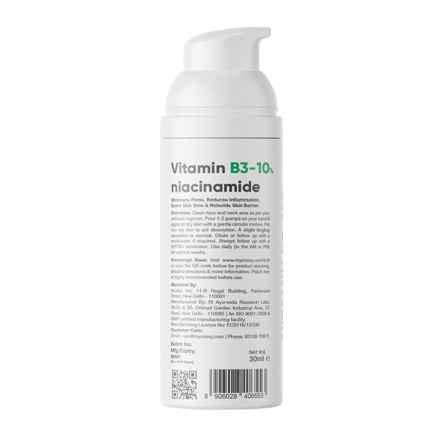 Cos-IQ 5% Niacinamide Face Serum for Clear Glowing Skin, Reduces Dullness, Hydrates & Repairs Skin with Vit B3 & Hyaluronic Acid, Day & Night Serum | For Women & Men | 30ml